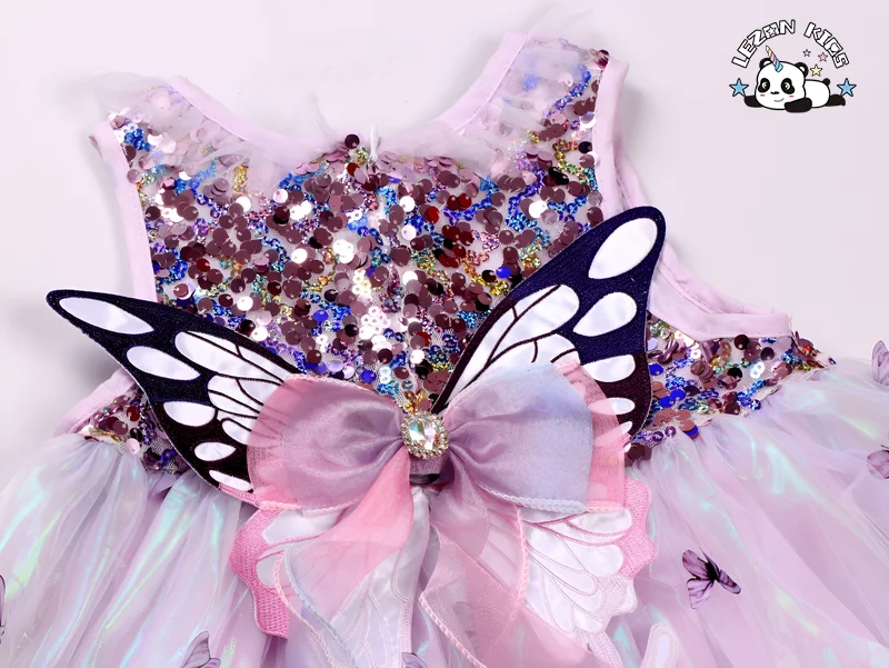 LEZONKIDS - High-end Customized Girls' Dress Summer Children's Butterfly Vest Dress Little Girl's Fashionable Mesh Princess Dress